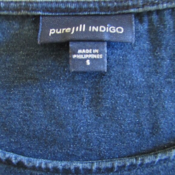 J Jill PureJill Indigo Cotton Elliptical Tee - Capecod Wash - Small - Picture 3 of 13